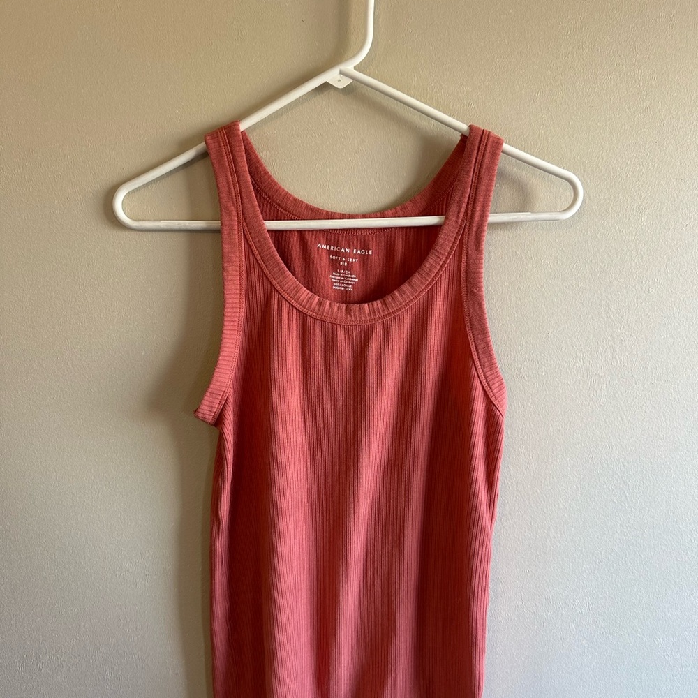 American Eagle Outfitters Ribbed Tank Top - Coral
